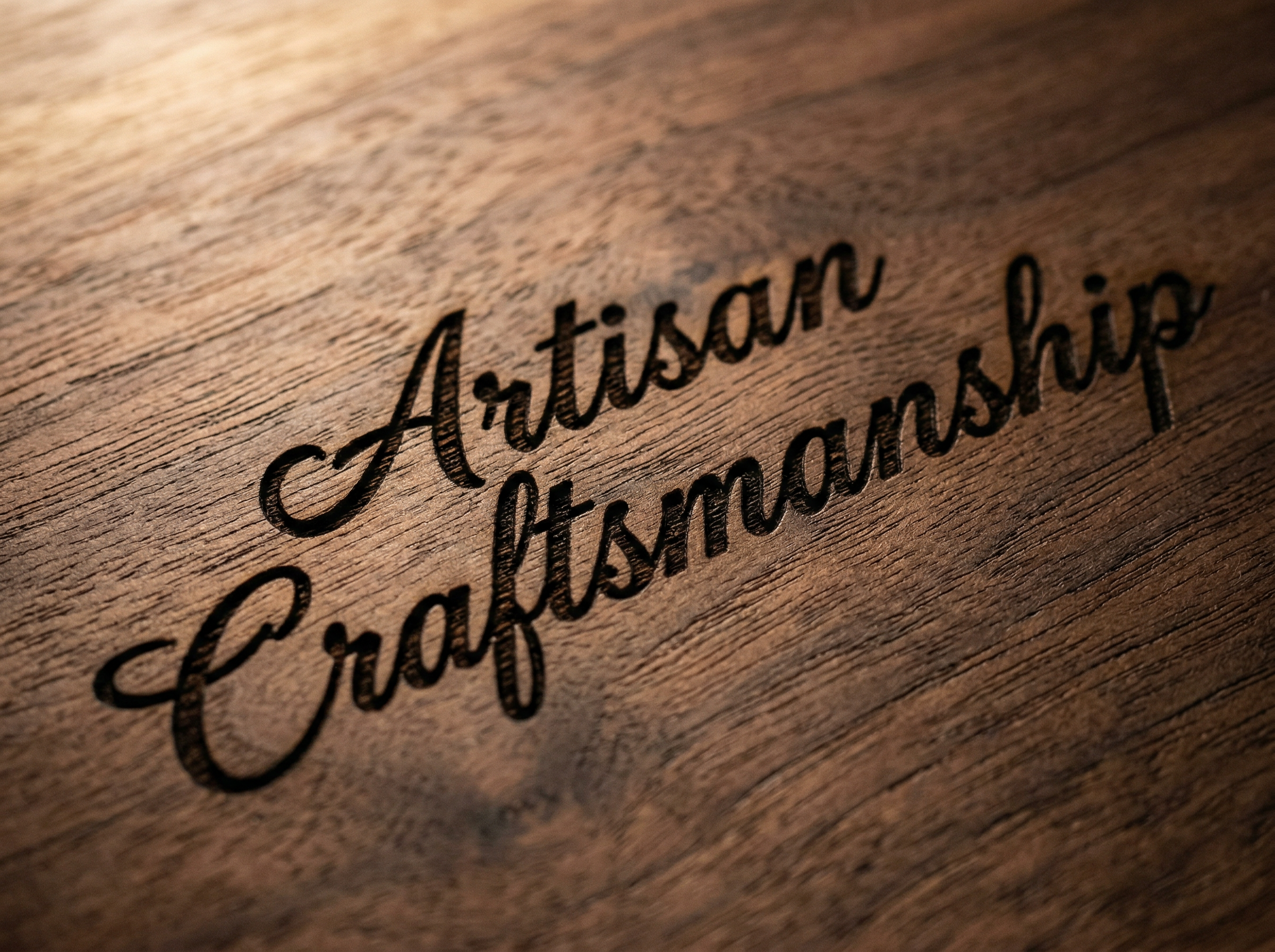 Close-up of precision laser engraving detail on wood